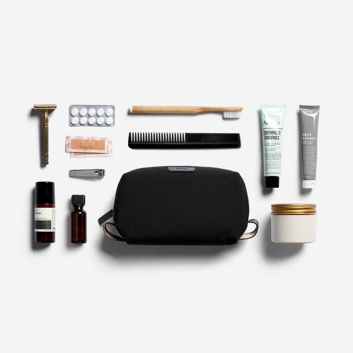 Bellroy Toiletry Kit Black flatlay