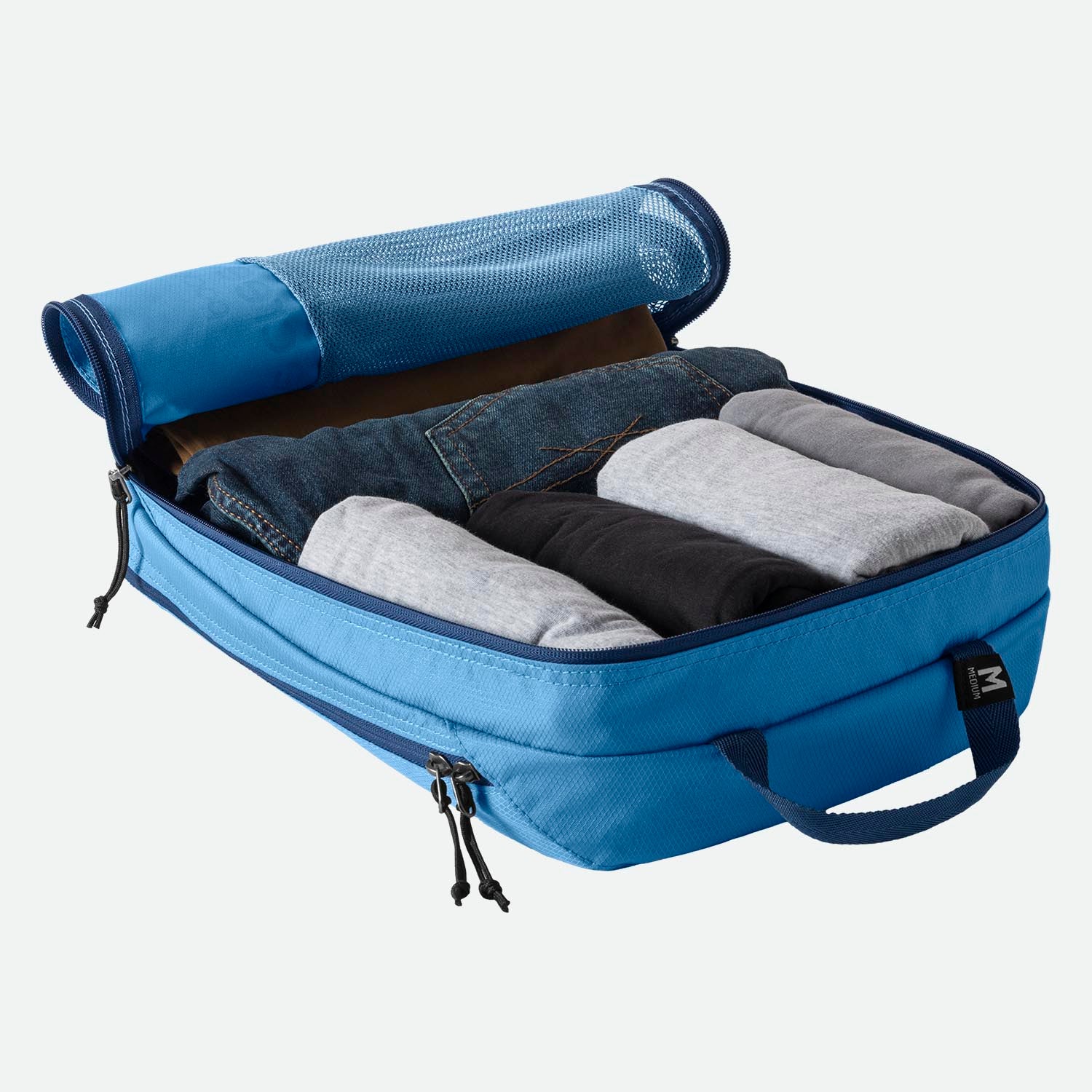 Eagle Creek Pack-It™ Reveal Clean/Dirty Cube M Blue Dawn - pakket med sammenrullet tøj